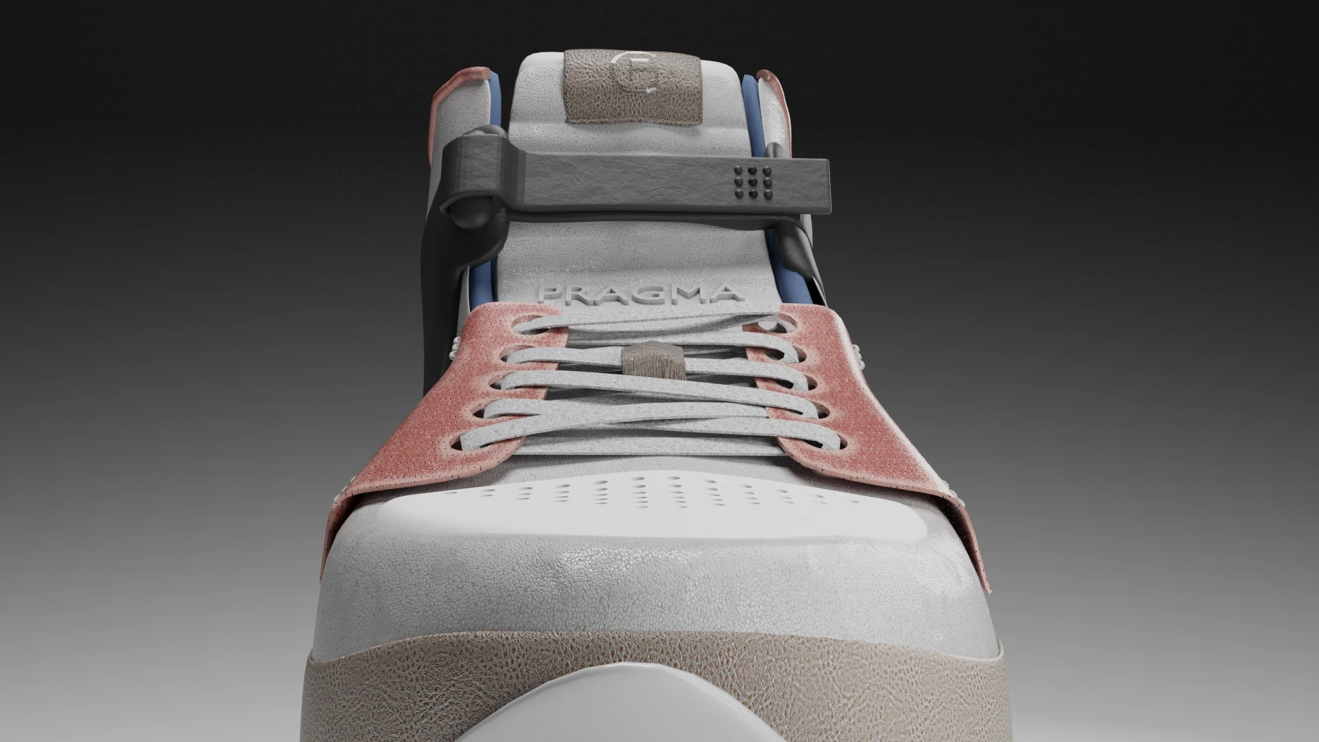 Pragma footwear concept front view emphasising symmetry and overall form