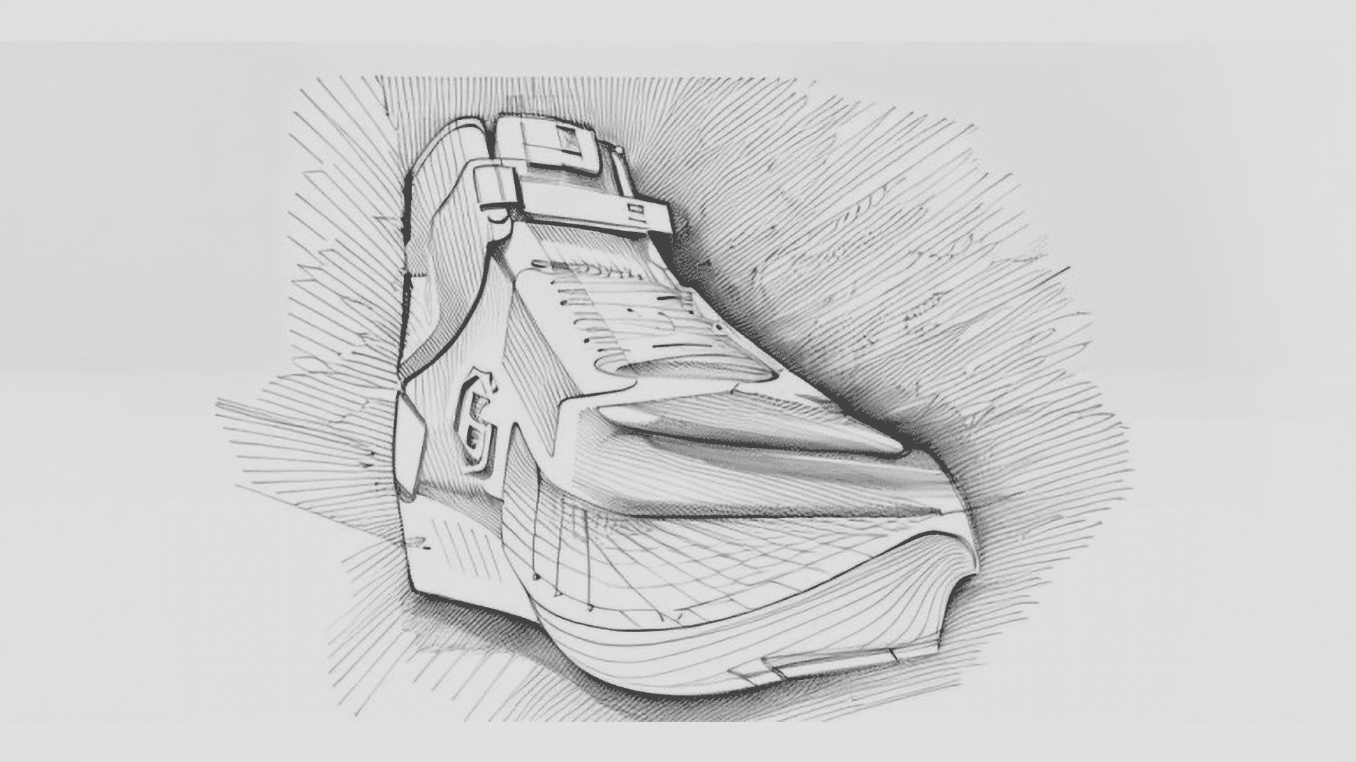 Hand-drawn sketches exploring silhouette, structure, and proportions of the Pragma footwear concept