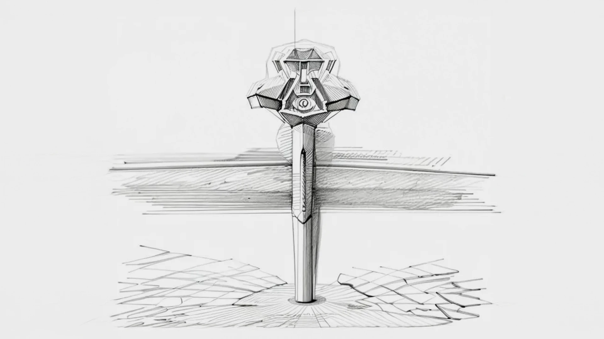 Sub rosa Redouté engagement ring — original hand-drawn design sketch showing rose crown structure