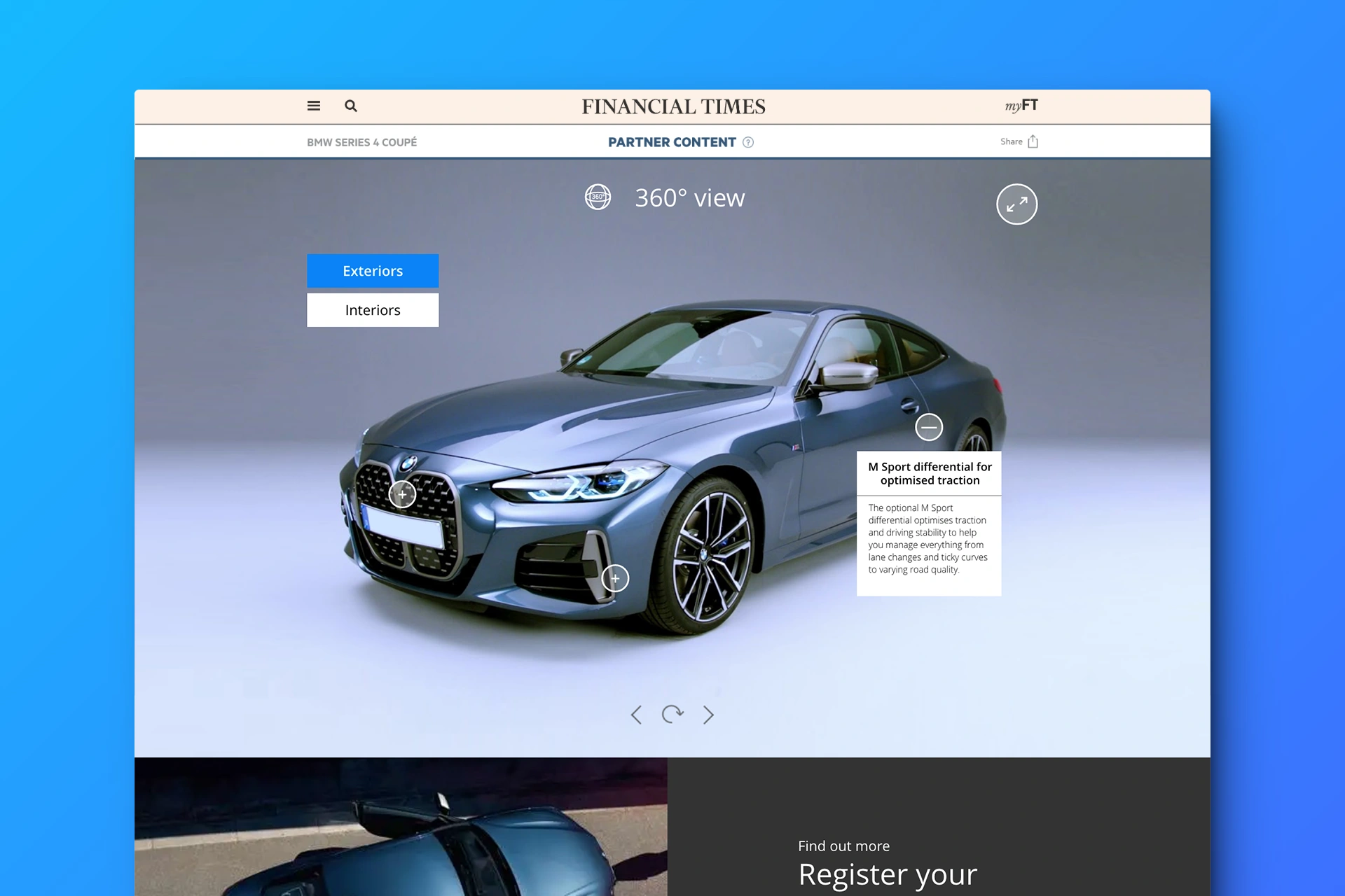 BMW Series 4 Coupé campaign hub — mobile layout