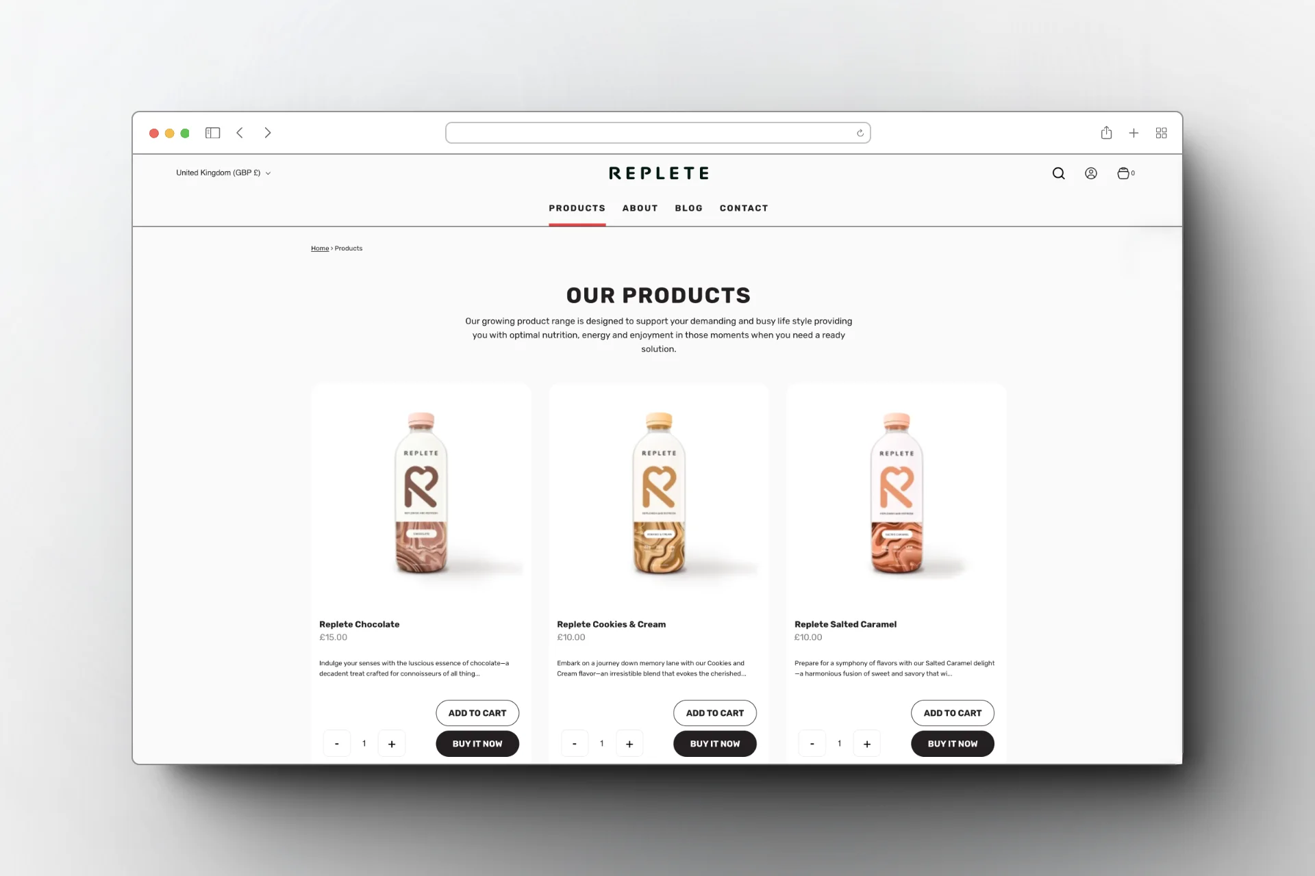 Replete Website Desktop
